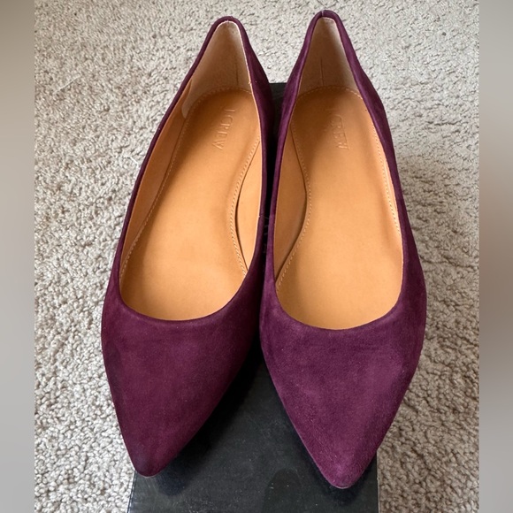J. Crew  Amelia Purple Suede Flats with Pointed Toe - brand new - Picture 1 of 3